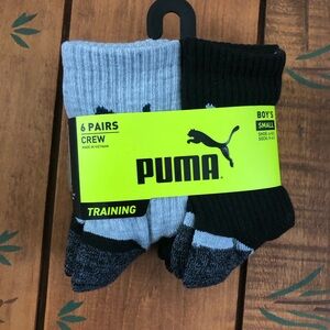 Puma boy's socks crew socks new in package small shoe size 4-8.5 cushion